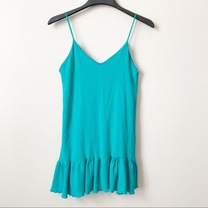 Lulus Teal Spaghetti Strap Ruffled Mini Dress